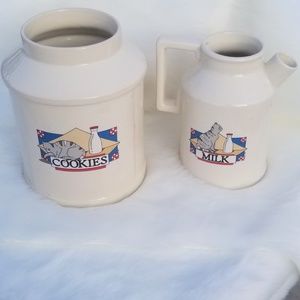 Antique Teleflora Cat "Cookies & Milk" Ceramic Set